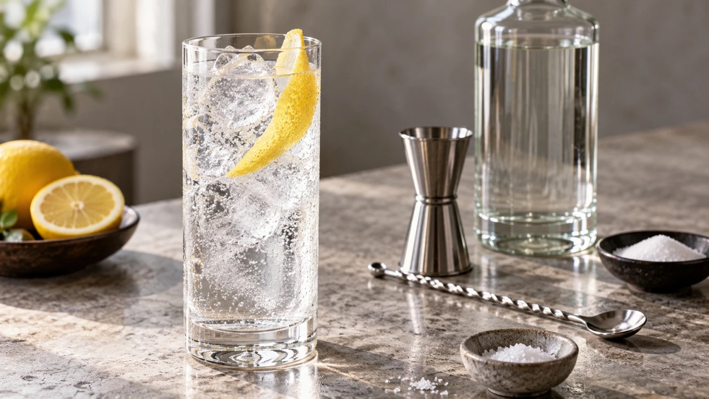 Vodka Spritzer cocktail served in a highball