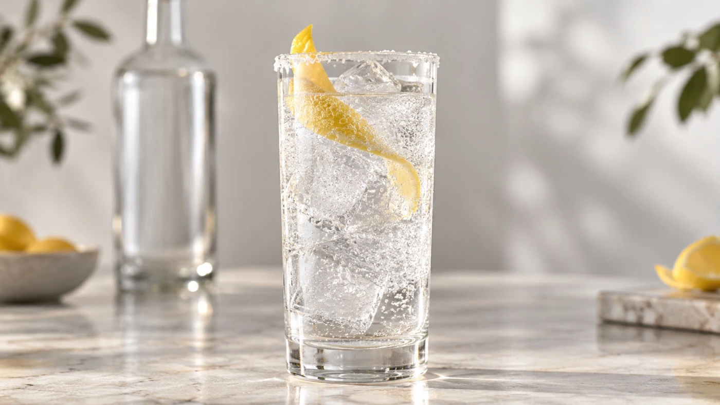 Vodka Spritzer cocktail served in a highball