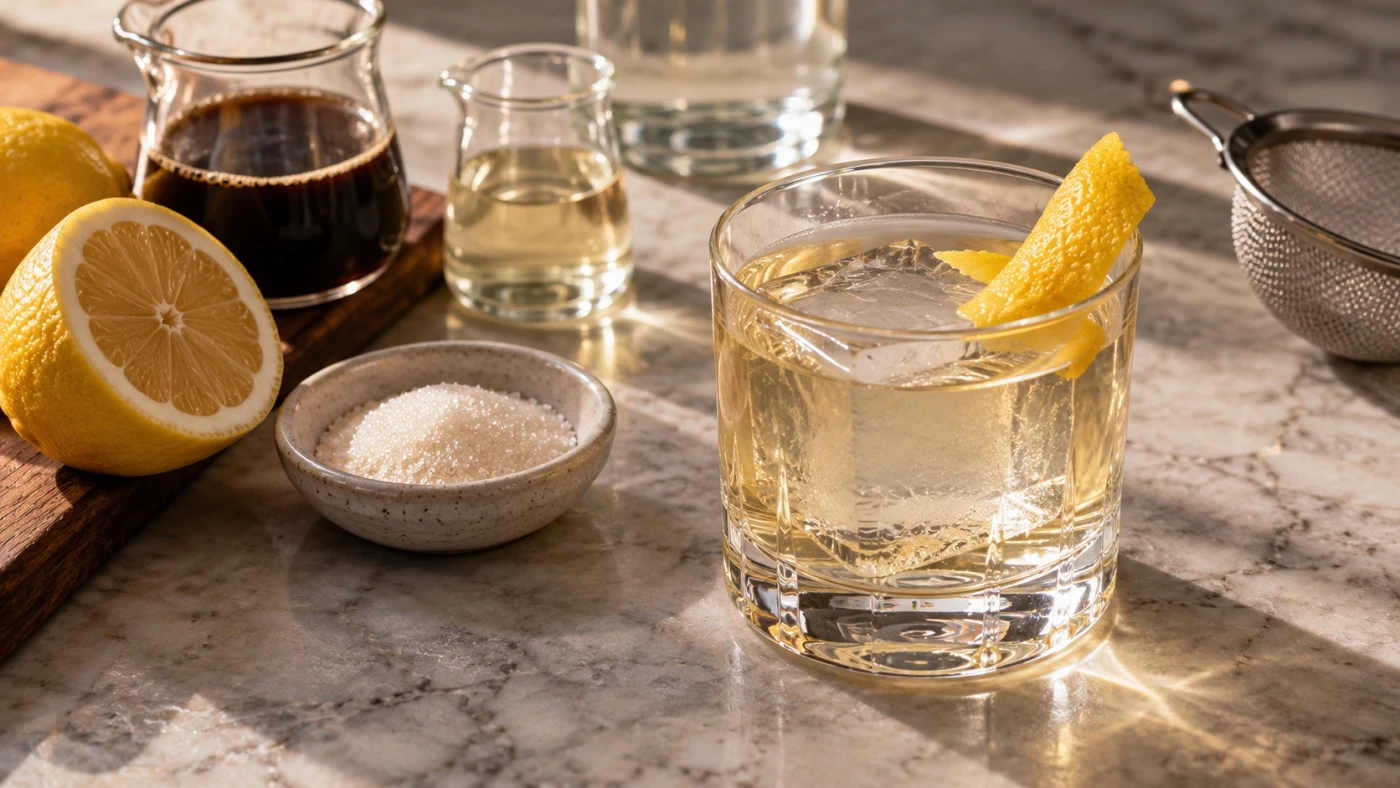 Clarified Vodka Milk Punch cocktail served in a rocks glass