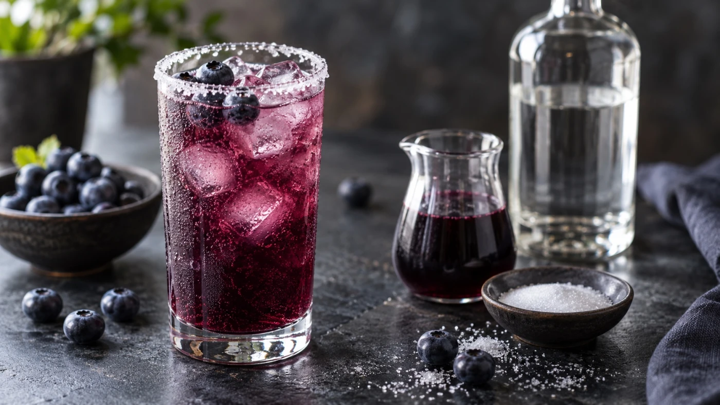 Blueberry Vodka cocktail served in a highball