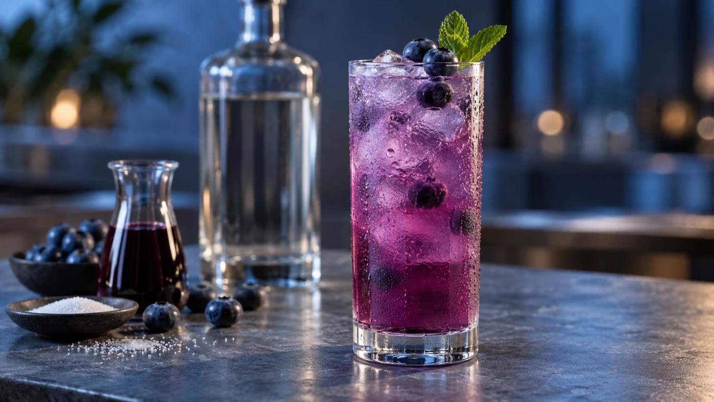 Blueberry Vodka cocktail served in a highball