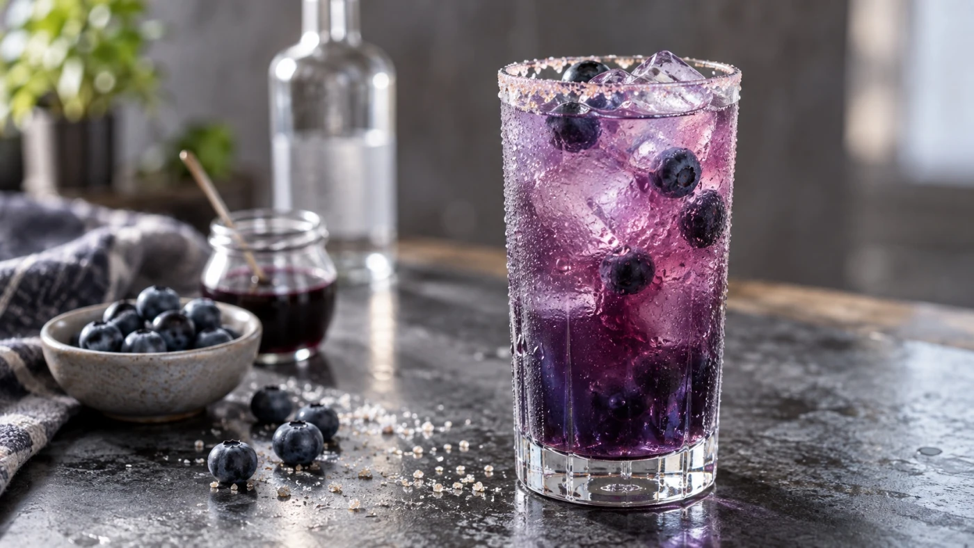 Blueberry Vodka cocktail served in a highball