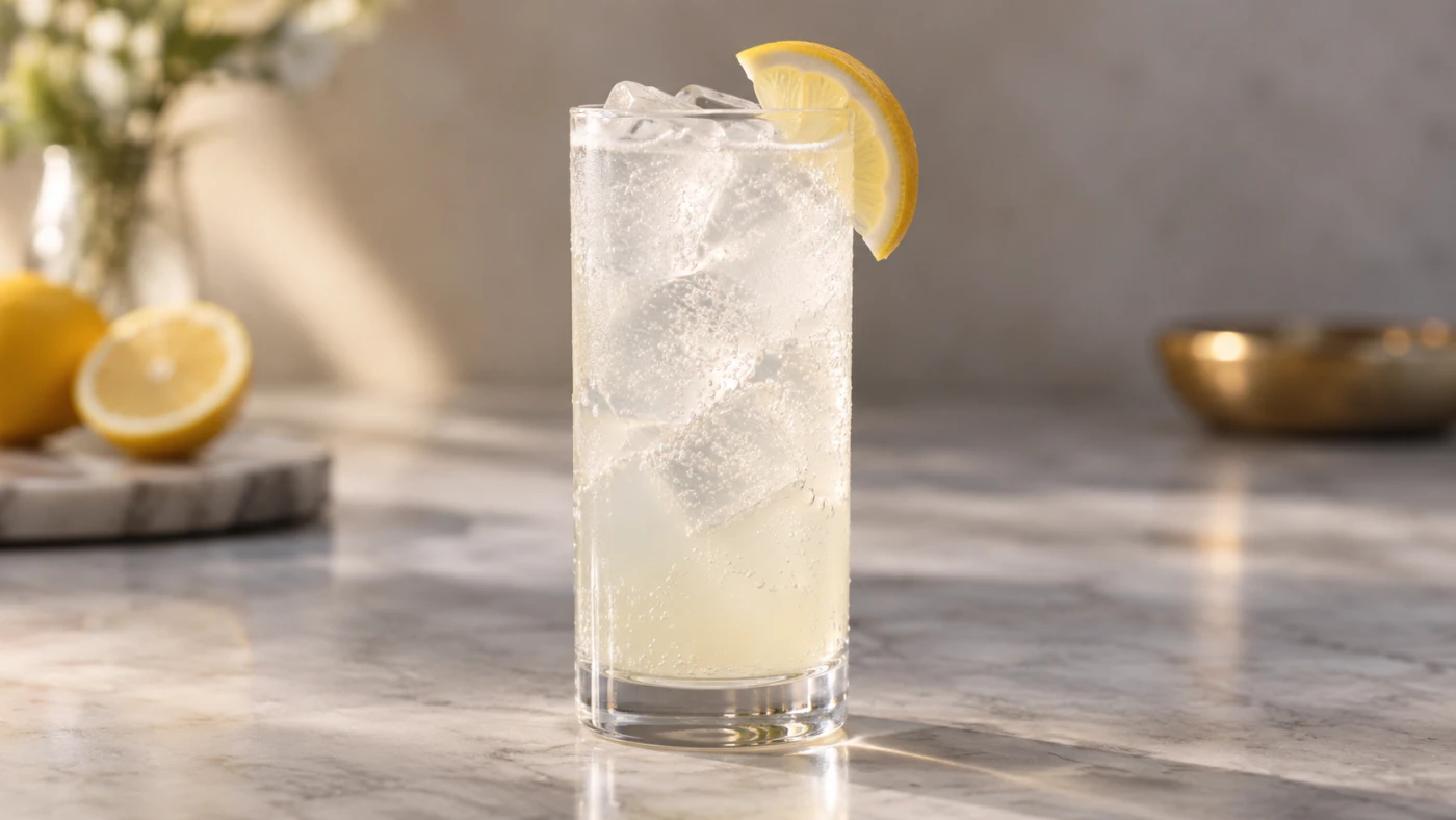 Vodka Collins cocktail served in a highball