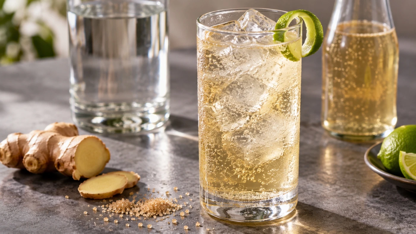 Vodka And Ginger Ale cocktail served in a highball