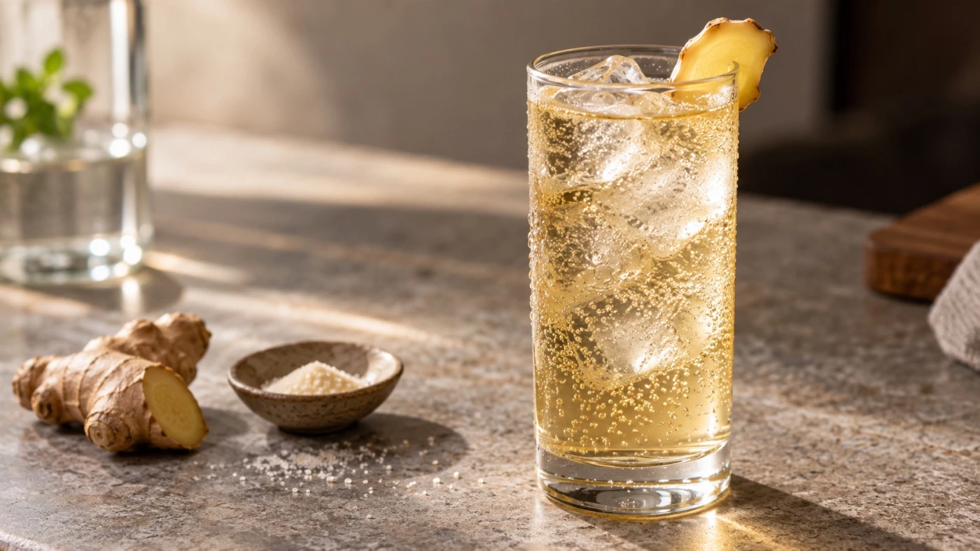 Vodka And Ginger Ale cocktail served in a highball