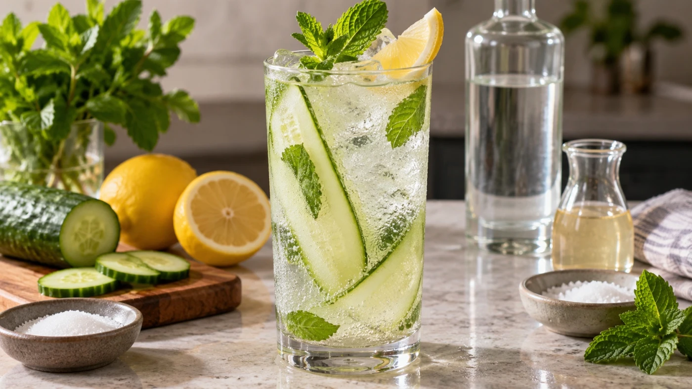 Cucumber Vodka Drinks cocktail served in a highball