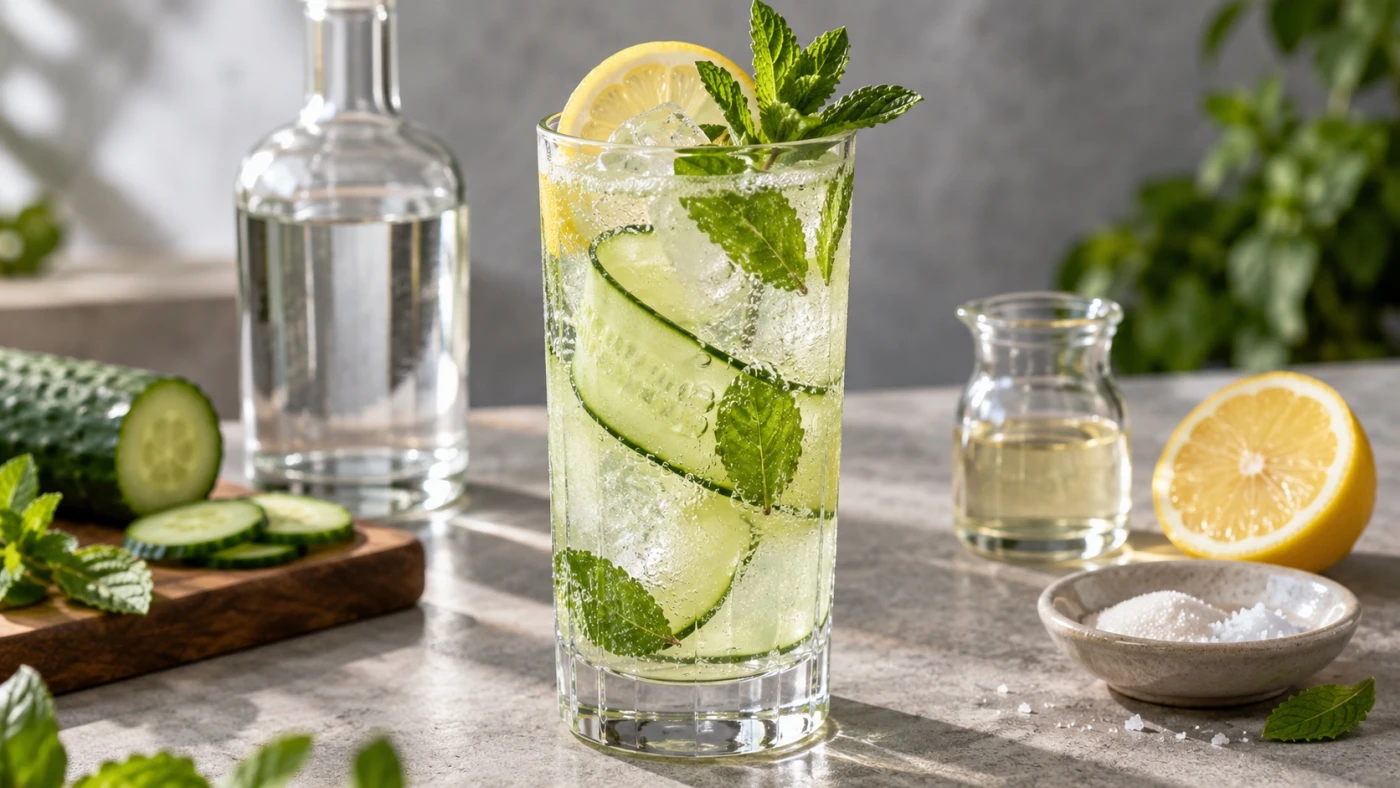 Cucumber Vodka Drinks cocktail served in a highball