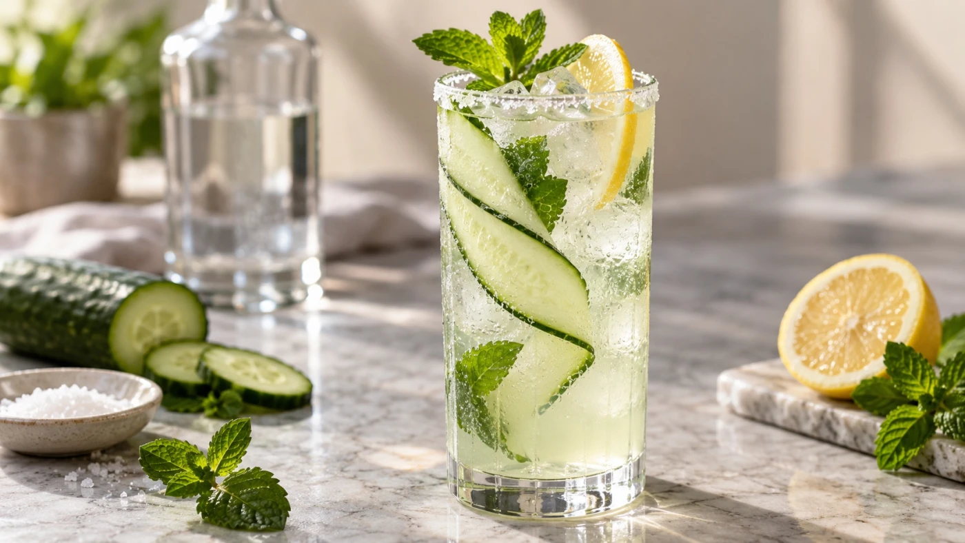 Cucumber Vodka Drinks cocktail served in a highball