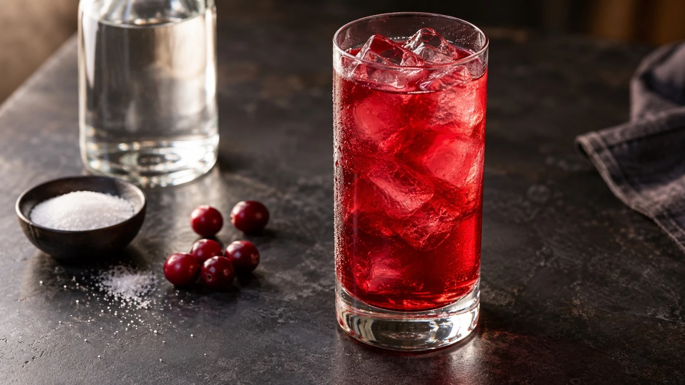 Shaker Vodka Cranberry cocktail served in a highball