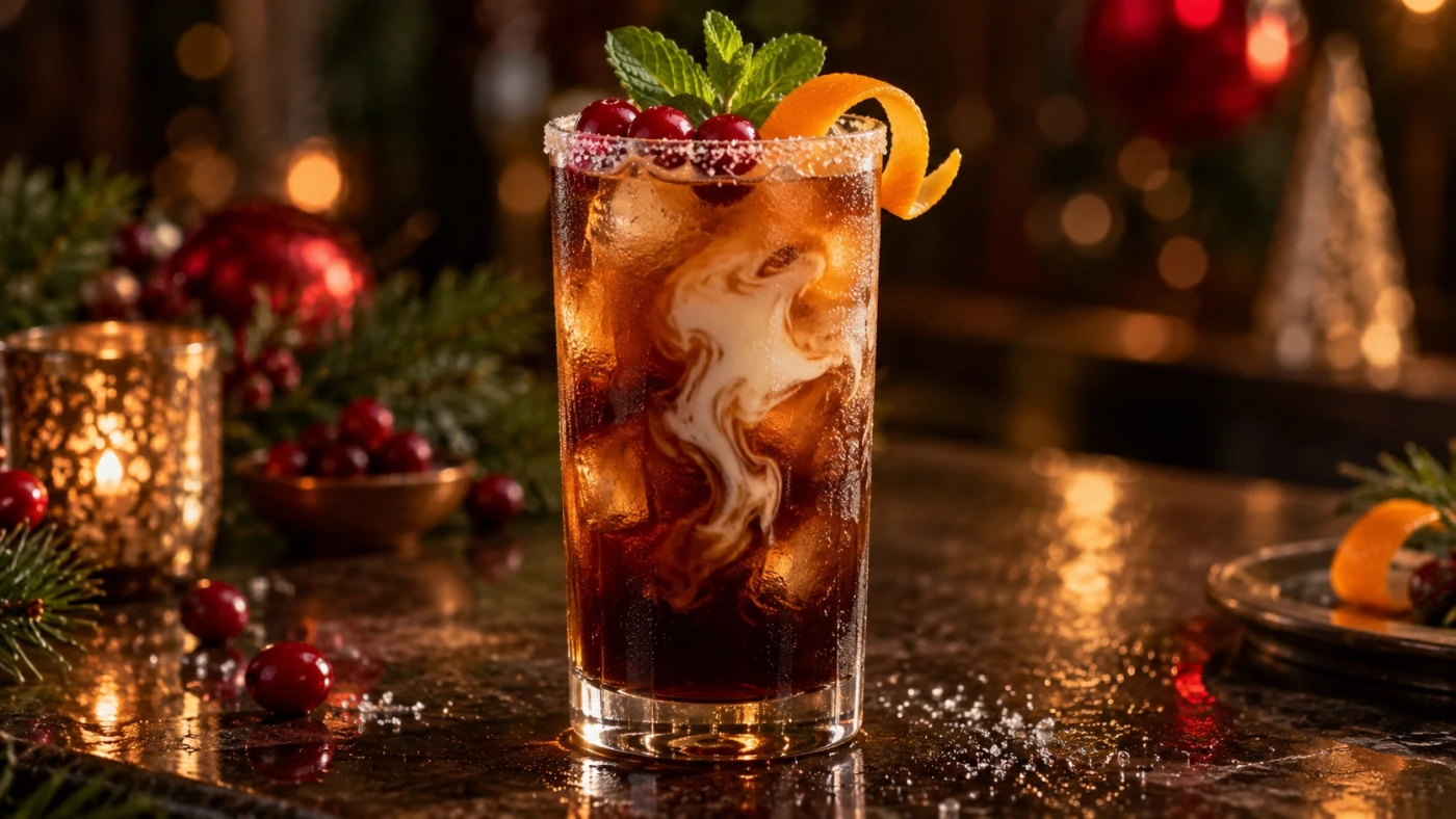 Christmas Cocktails Vodka cocktail served in a highball