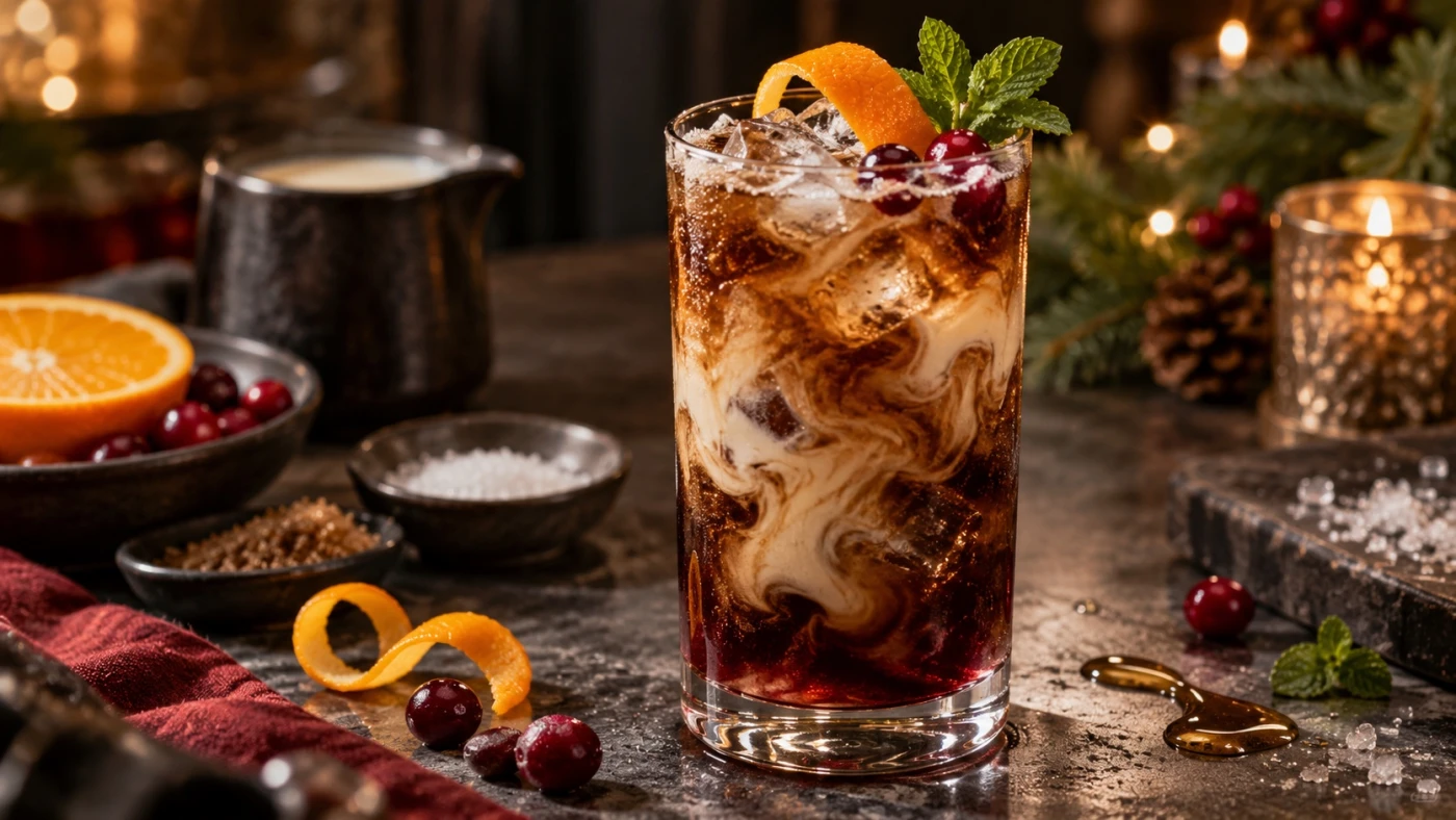 Christmas Cocktails Vodka cocktail served in a highball