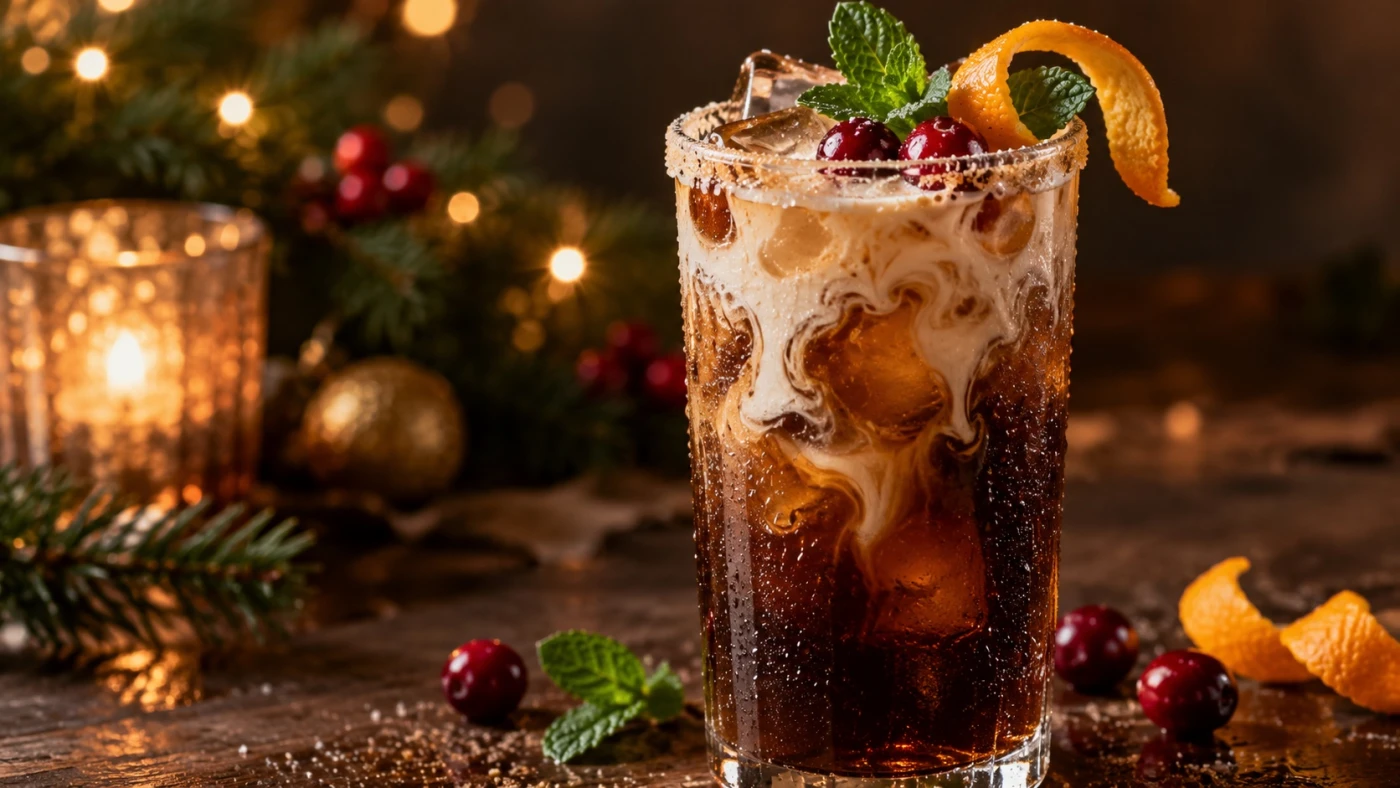 Christmas Cocktails Vodka cocktail served in a highball