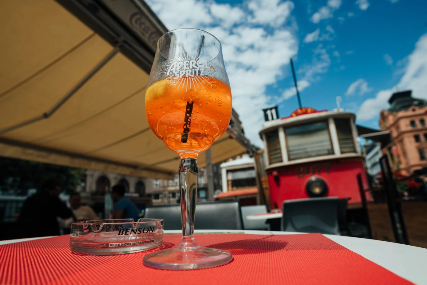 Campari Spritz cocktail served in a highball