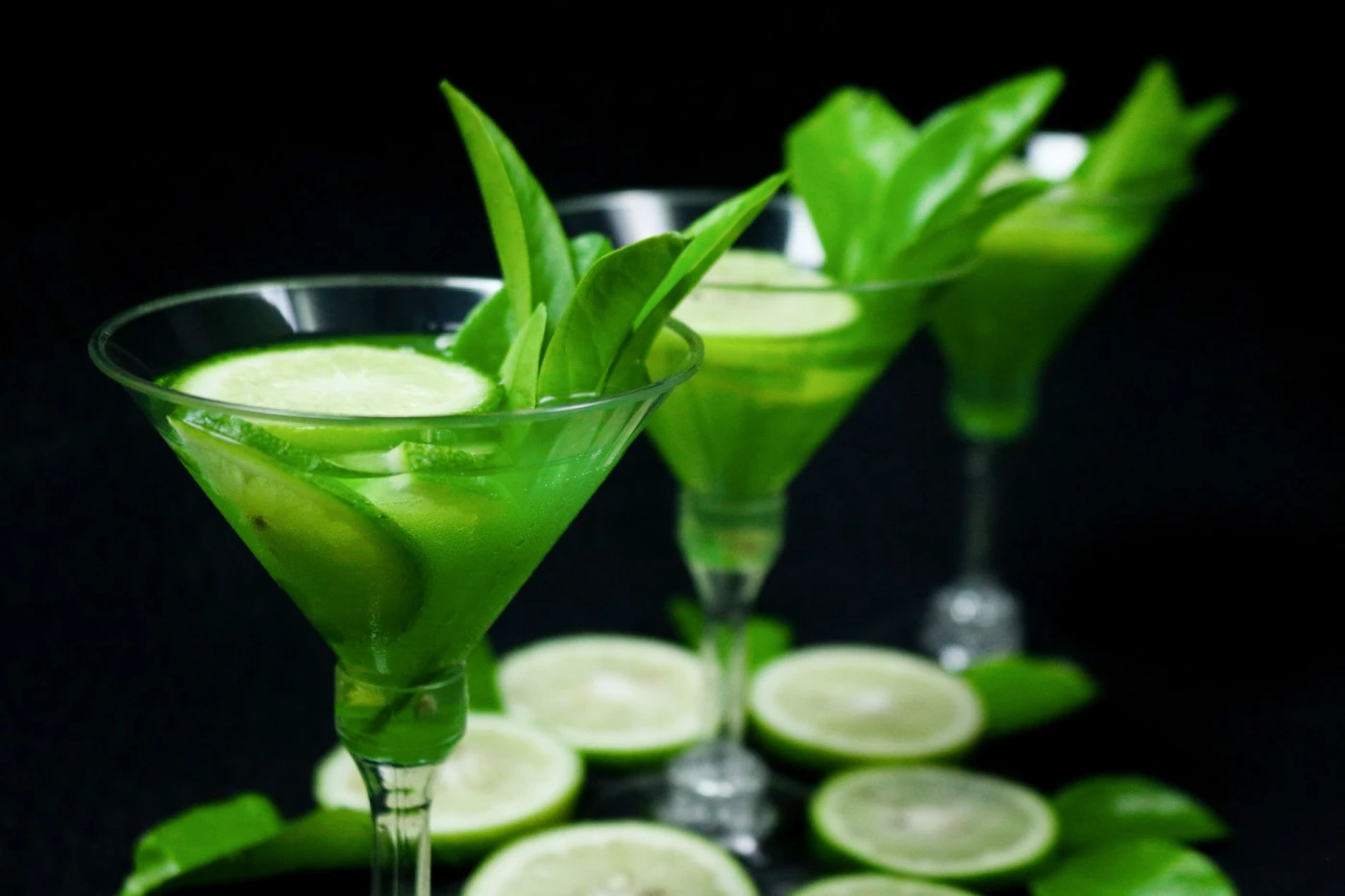 Green Hosting cocktail served in a cocktail glass