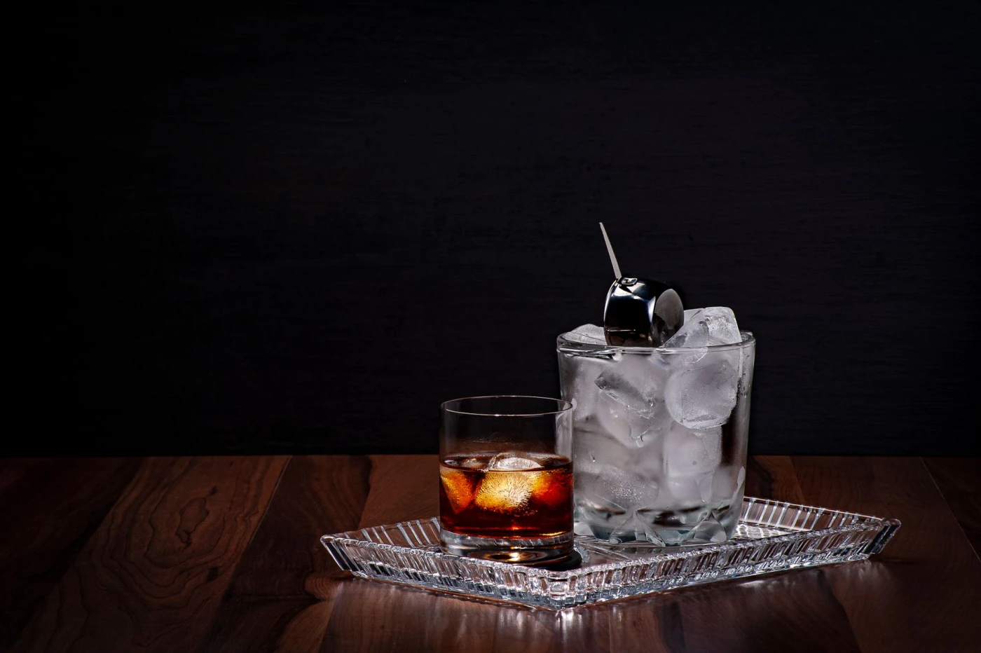 Jägermeister Old Fashioned cocktail on a bar for home entertaining