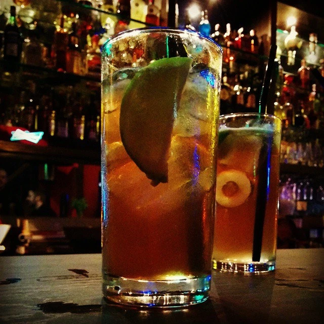 Long Island Iced Tea cocktail garnish detail close-up