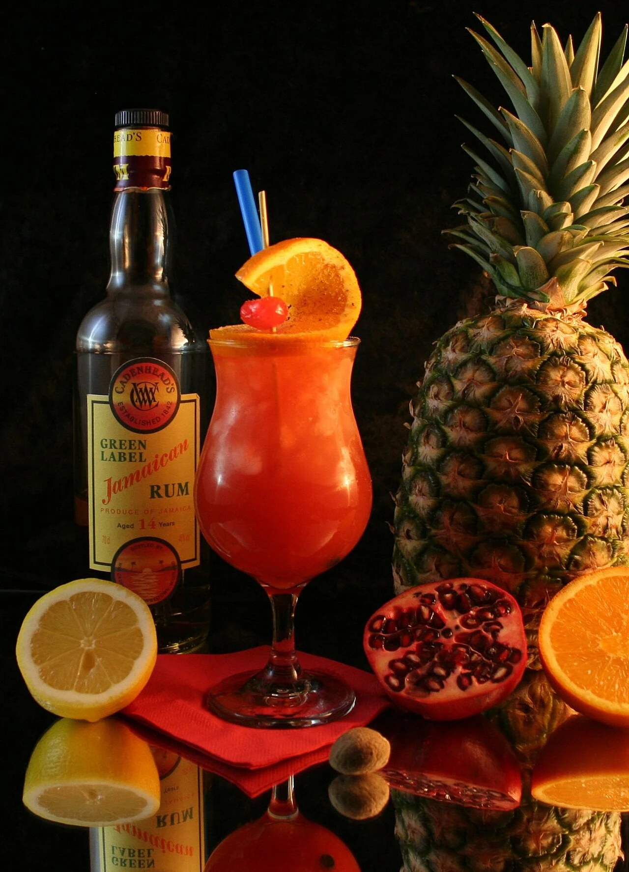 Planters Punch cocktail in a cocktail glass — cocktail drink photography