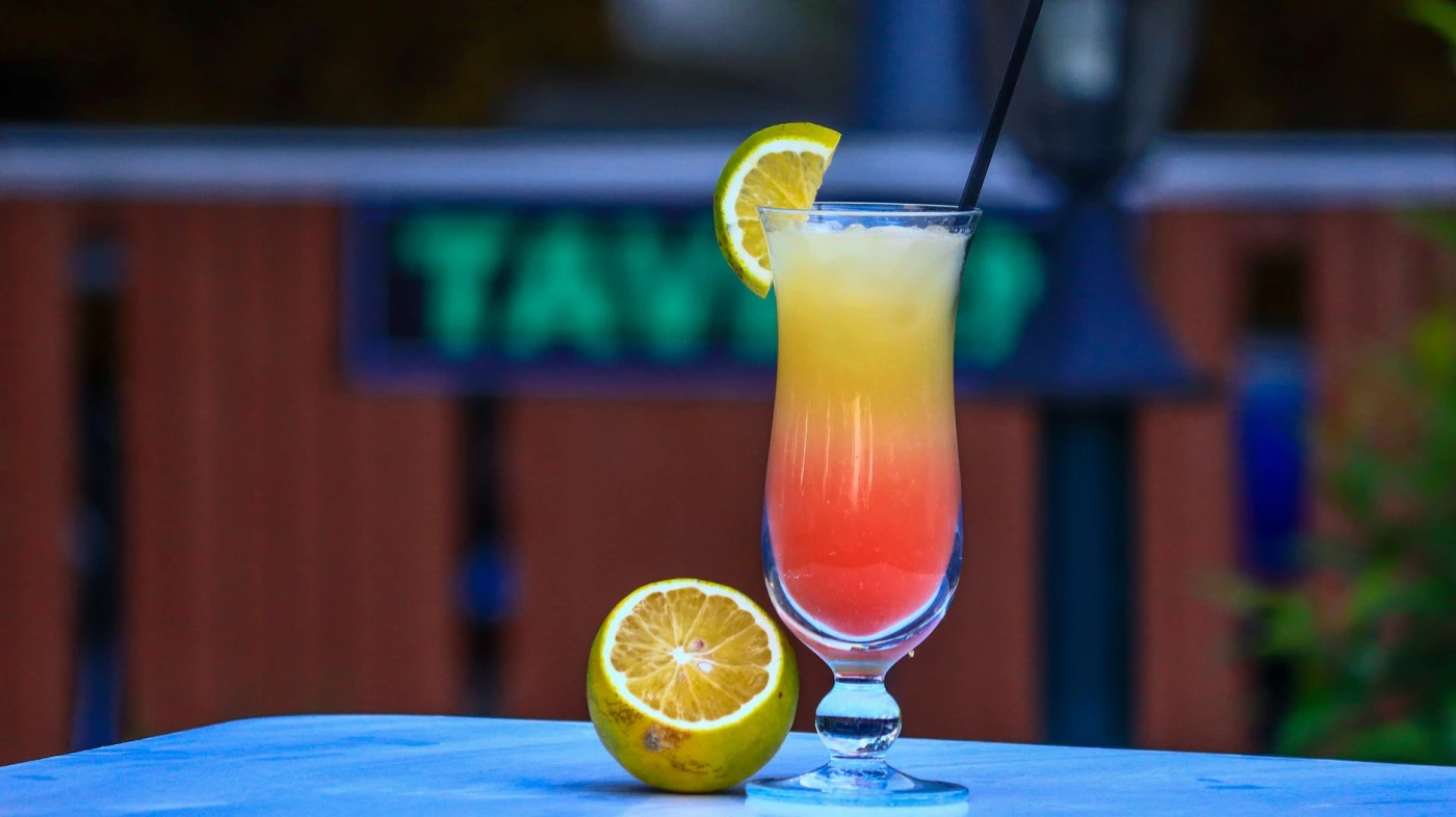Planters Punch cocktail garnish detail close-up
