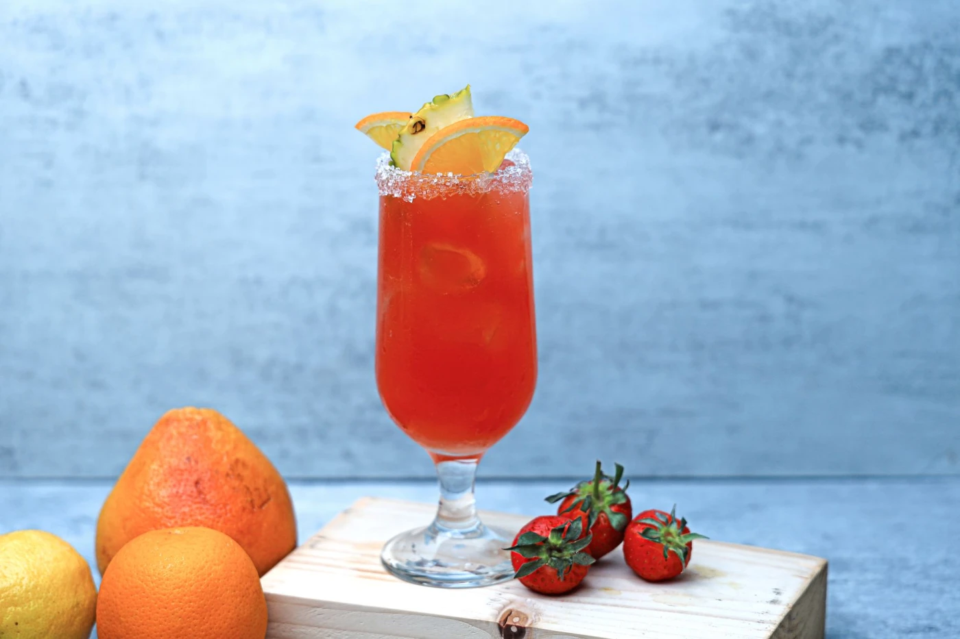Planters Punch cocktail served in a cocktail glass