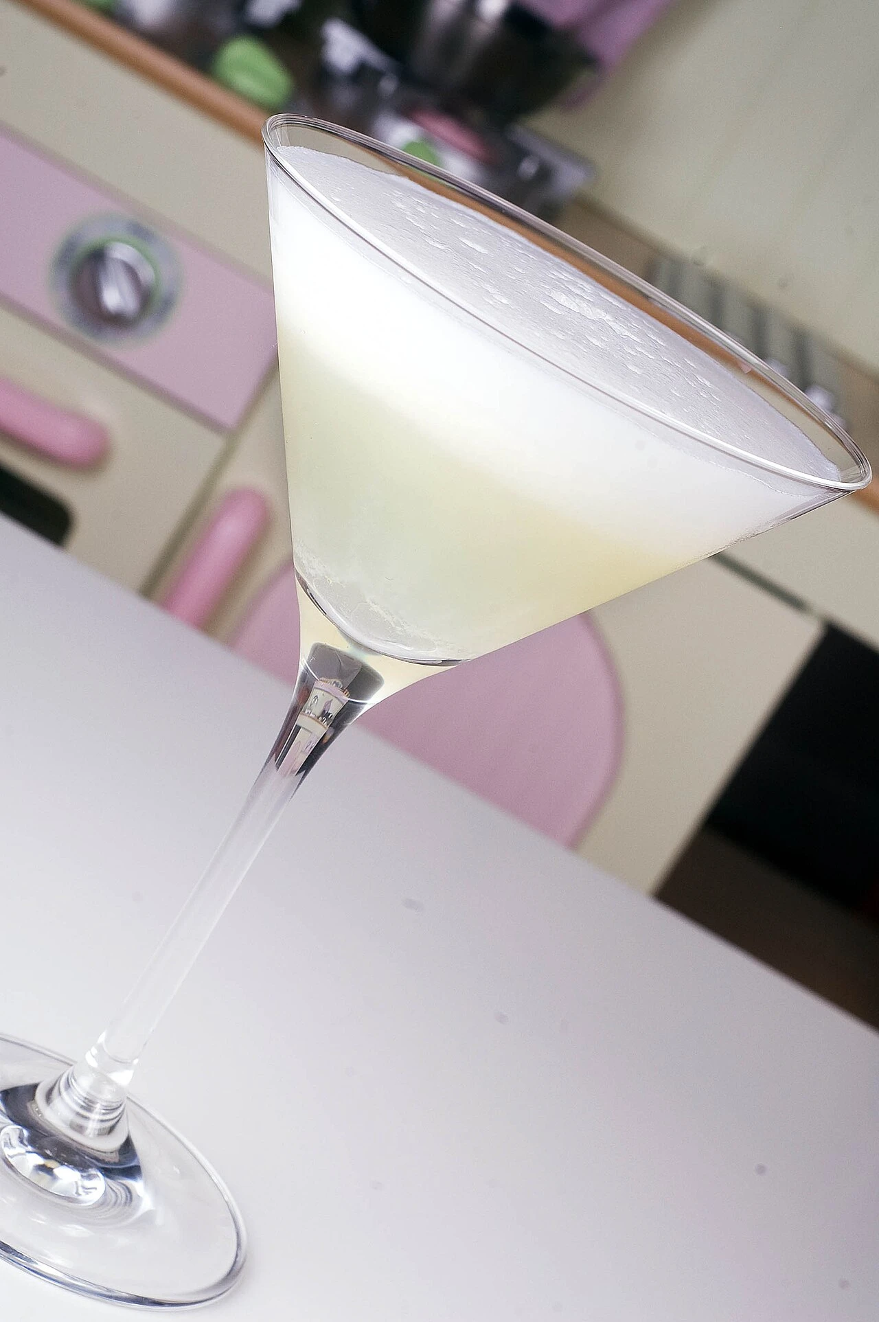 Ramos Fizz cocktail in a cocktail glass — cocktail drink photography