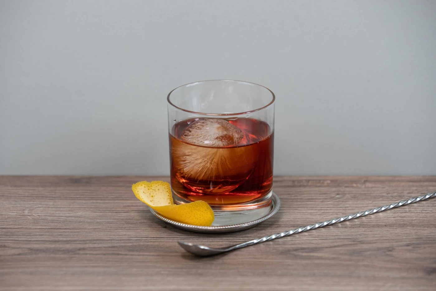 Improved Manhattan served up in a cocktail glass