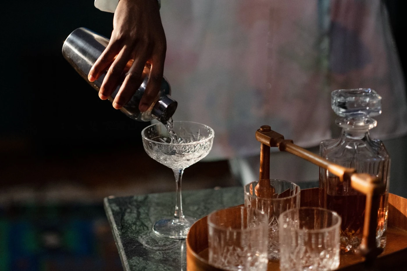 Cocktail serving and glassware